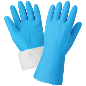 FrogWear® Guantes sin soporte de látex de caucho de 18 mil con forro flocado azul y agarre con patrón de diamante - 140FB