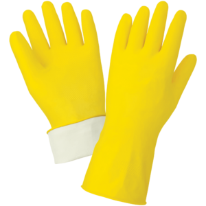 FrogWear® Guantes sin soporte de látex amarillo con forro flocado de 18 mil premium con agarre en forma de diamante - 150F