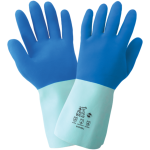 FrogWear® Guantes de látex de caucho natural flexibles azules con forro de algodón con soporte - 212