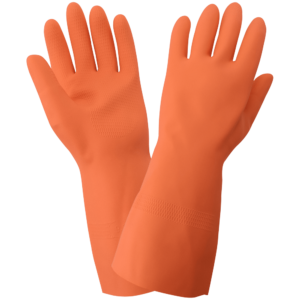 FrogWear® Guantes sin soporte de látex de caucho naranja con forro flocado de 30 mil pesados ​​con patrón de panal de abeja - 30FT