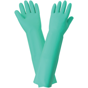 FrogWear® Guantes sin soporte extra largos de nitrilo verde de 22 mil de peso pesado - 522