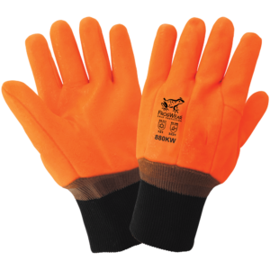 FrogWear® Cold Protection Aislamiento de alta visibilidad con doble capa y guantes de PVC para manipulación de productos químicos - 880KW