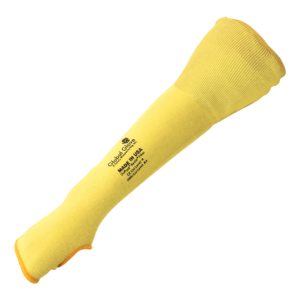 Manga resistente a cortes de 18 pulgadas de fibra de aramida de doble capa con ranura para el pulgar y antebrazo acampanado - K18FSLT