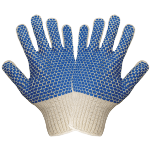 Guantes con patrón de ladrillos de PVC azul de doble cara - S66BB