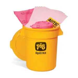 Kit antiderrames PIG® HazMat en contenedor económico de alta visibilidad - KIT3300
