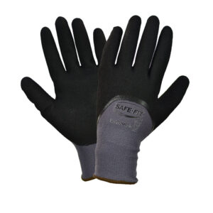 Guante de Nylon color gris cal 15 con doble recubrimiento. SF-1701MFG
