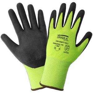 Guantes Samurai Glove® de Tuffalene® de alta visibilidad, recubiertos de nitrilo, resistentes a cortes, abrasión y perforaciones, que cumplen con las normativas FDA y antiestáticos/electrostáticos - CR18NFT